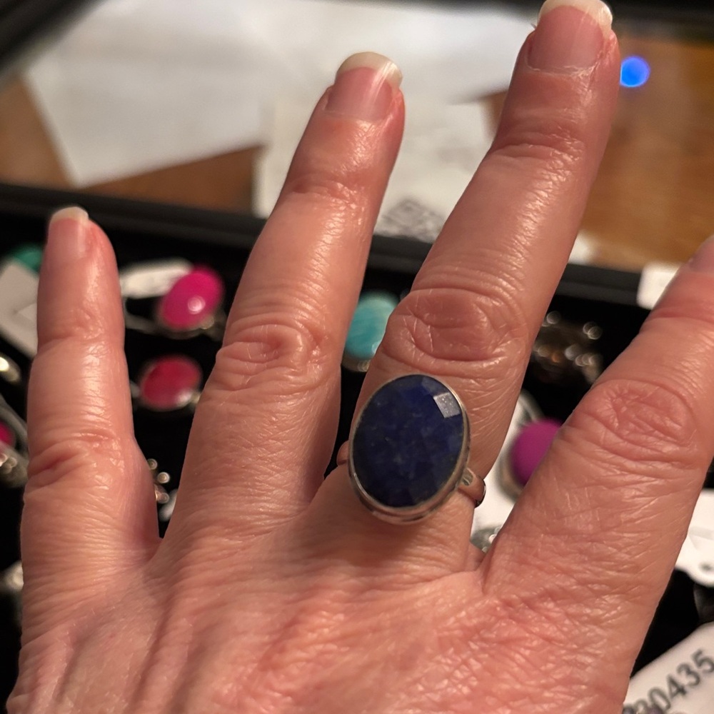 925 Sterling Silver Faceted Lapis Lazuli Ring SZ 6.5 💙💙💙